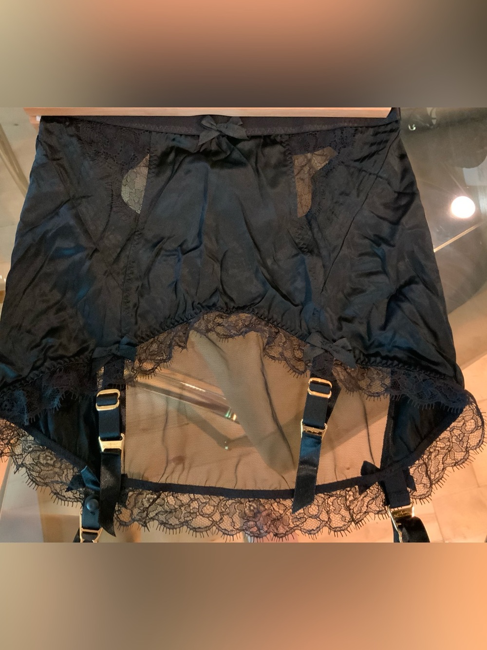 Agent provocateur black mesh suspenders nwt  sz 3